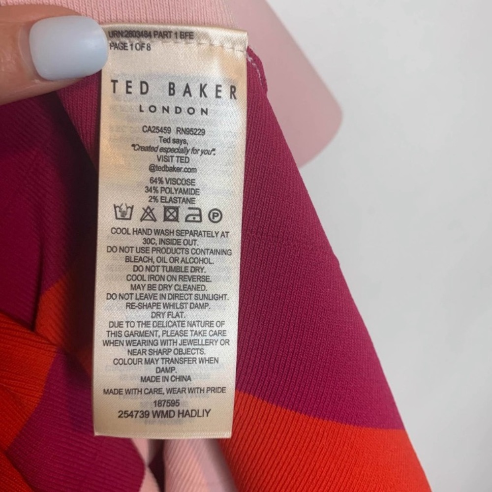 TED BAKER Hadliy Metropolis Skater Dress pink red bandage NWOT size 0 - Picture 11 of 13